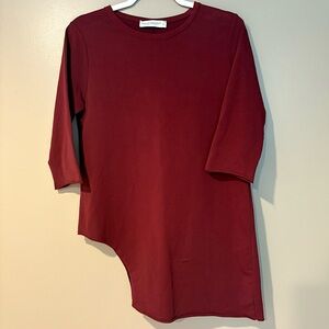 Rinascimento asymmetrical alt gothic vampirecore maroon red tunic top